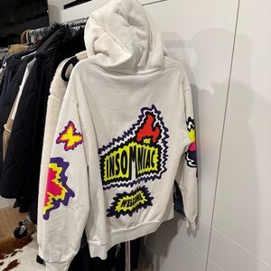 Insomniac Unisex White Logo Oversized Cotton Zip Up Hoodie Small EDC